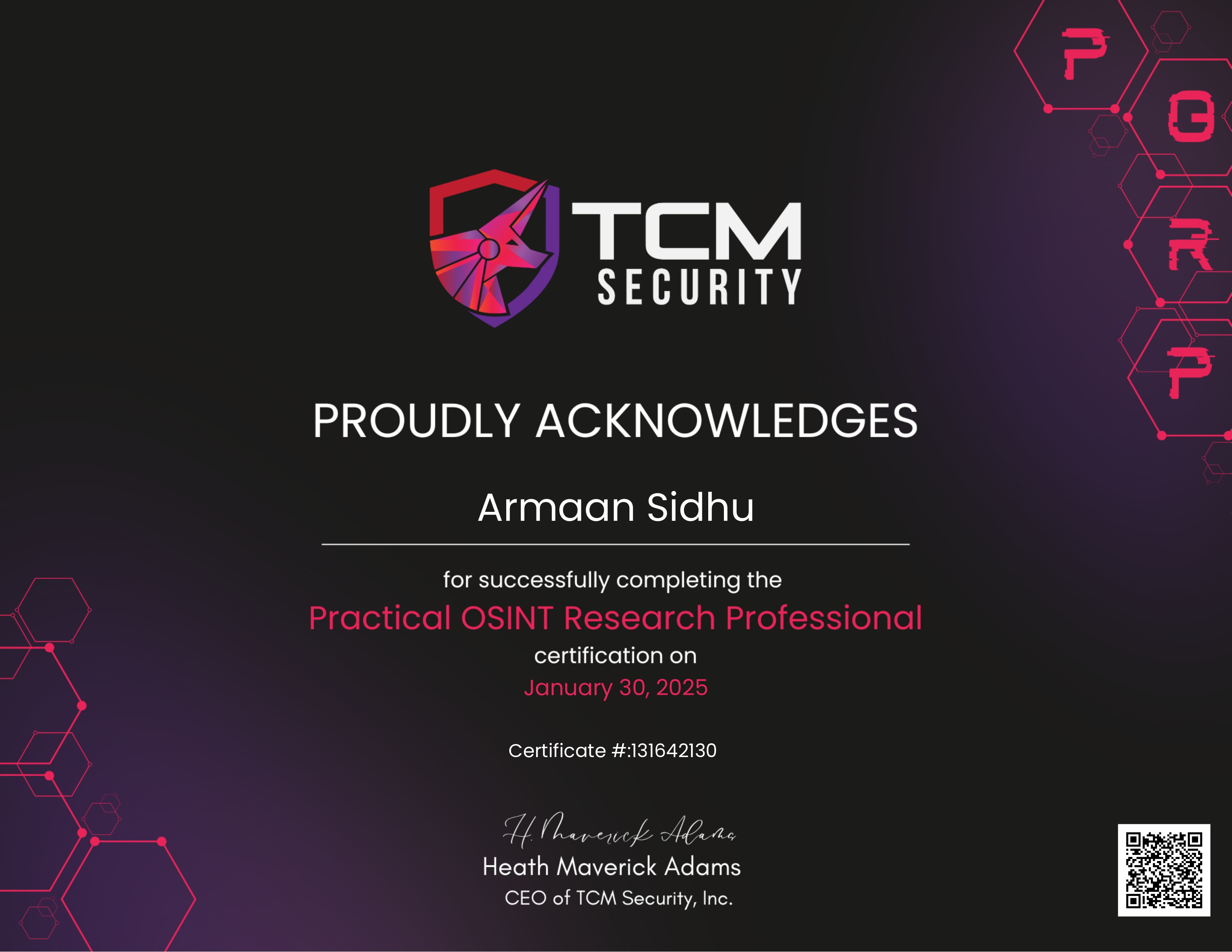 TCM Practical OSINT Research Professional Certificate
